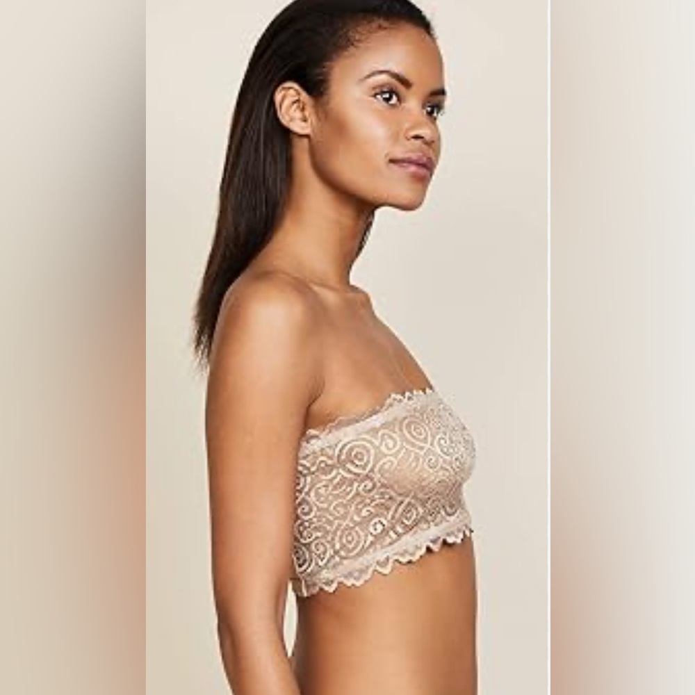 Lace Strapless Bandeau Bralette in Nude